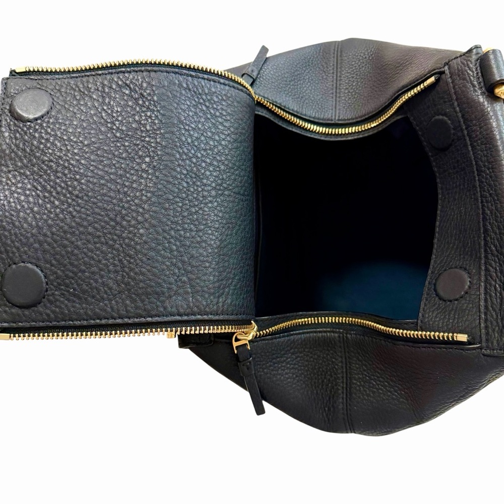 Tory Burch Black Half Moon Pebbled Leather Sachel Bag Gold Hardware Crossbody - Picture 8 of 16